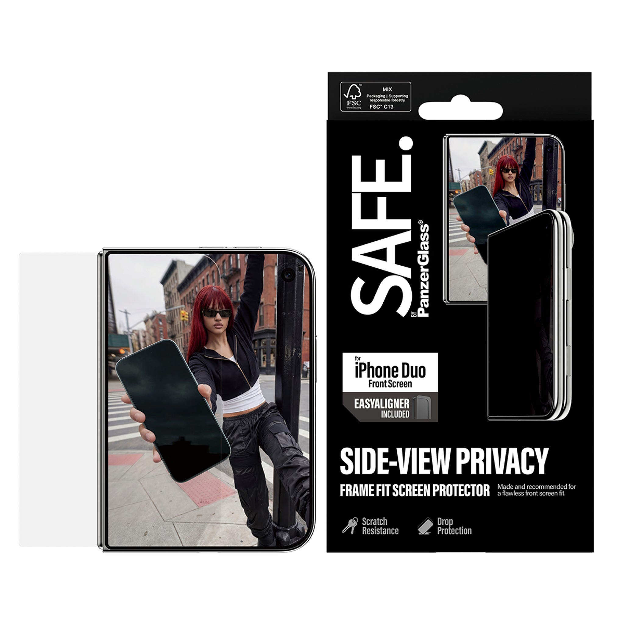 SAFE. by PanzerGlass® 2-Way Privacy Front Screen Protector iPhone Duo | FRAME FIT w. EasyAligner